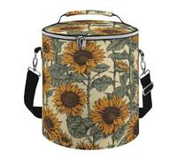 KHAUERBC Romantic Sunflowers Soft Cooler Bag Multi-Pocket,Beach Bag Insulated Leak Proof,Collapsible Cooler for Beach Travel Work