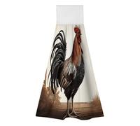 KHAUERBC Rooster Hand Towel for Quick Drying & Absorbent,Kitchen Towels Polyester,11.9 * 11.6 in,Yoga Towel for Bathroom,Kitchen,Gym,Shower,Hotel,and Spa