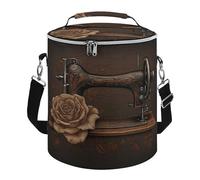 KHAUERBC Rose And Sewing Machine Soft Cooler Bag Multi-Pocket,Beach Bag Insulated Leak Proof,Collapsible Cooler for Beach Travel Work