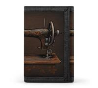 KHAUERBC Rose And Sewing Machine Trifold Wallet Front Pocket,Small Wallets for Men And Women,Slim Wallet with Zipper Pocket