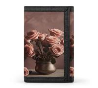 KHAUERBC Roses And Candles Trifold Wallet Front Pocket,Small Wallets for Men And Women,Slim Wallet with Zipper Pocket