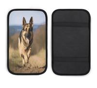 KHAUERBC Running German Shepherd Dog Car Handrail Box Cushion Soft Comfortable Anti Slip,Car Armrest Cushion Neoprene Universal Decoration,car Center Console Coverfor Most Cars Trucks and SUV