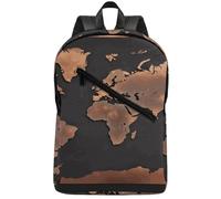 KHAUERBC Rust World Map Colorful Casual Daypack,Hiking Backpack-Slim Sturdy,Laptop Backpack for Weekender,Hiking