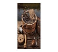 KHAUERBC Rustic Fishing Tool Blackout Curtains for Light Filtering Doorway Curtains .Room Divider Curtain As Sliding Door/Closet/Patio。French Door Curtain 70 * 35.4 Inch for Home Decors.