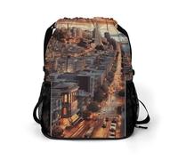 KHAUERBC San Francisco Drawstring Backpack for Adult,Gym Bag with Shoe Compartment,Hiking Backpack with Mesh Side Pockets