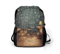 KHAUERBC School Math Drawstring Backpack for Adult,Gym Bag with Shoe Compartment,Hiking Backpack with Mesh Side Pockets