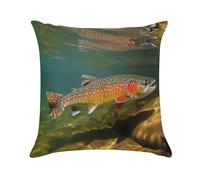 KHAUERBC Soft Cozy Throw Pillow Covers Brook Trout Fly Fishing Decorative Cushion Covers Plush Boho Farmhouse Pillow Case with Zipper Throw Pillowcase for Bed Sofa Living Room Bedroom