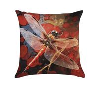 KHAUERBC Soft Cozy Throw Pillow Covers Red Dragonfly Decorative Cushion Covers Plush Boho Farmhouse Pillow Case with Zipper Throw Pillowcase for Bed Sofa Living Room Bedroom