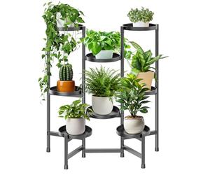 KHayRovies 8 Tier Plant Stand Indoor Tall, Adjustable Black Plant Shelf for Multiple 8 Potted Flower Plants Holders, Corner Metal Flower Display Rack for Patio Garden Balcony Living Room Office