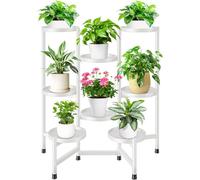 KHayRovies Plant Stand Indoor Tall, Black Metal Corner Plant Pot Stands for Multiple Plants, Flower Pot Stands Outdoor Holders Plant Shelf Display Rack for Garden Balcony Patio (8 Pots- White)