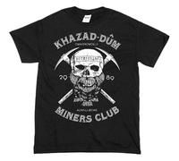 Khazad Dum Miners Club Men's T Shirt Middle Earth Lord of The Rings The Hobbit Size L Black