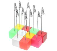 KHBUAB 10pcs Cube Base Photo Holders with Firm Holding and Convenient Carry Resin and Metal Table Sign Stand for Memo Display and Place on The Table Random Color