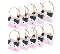 KHBUAB 10pcs Cute Bunny Basket Bags Paper Treat Boxes with Handle, Multifunctional Use and Easy to Carry, for Birthday Party and Present Packaging, Adorable Cow Shaped Cartoon Animal