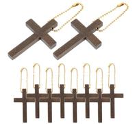 KHBUAB 10pcs Wood Cross Charms Keychain Accessories Pendant Decorations Sturdy Wooden Material Small Cross Shape Gift for Female Friends and DIY Jewelry Making