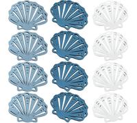 KHBUAB 12pcs Wooden Scallop Nautical Decoration Kit with Assorted Colours Plastic Material, for Seaside Decor and DIY Home Hanging Ornaments