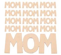 KHBUAB 15pcs Wooden Mom Letters Cutouts DIY Craft Pieces Decorative Wooden Mom Slices for Mother’s Day Home Decor Unfinished Woodcrafts Bulk Set