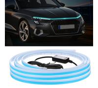 KHBUAB 180cm Car Hooded LED Strip Silicone LED Lighting Easy to Install Sky Blue App Control Daytime Running Light Module for Night Driving