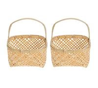 KHBUAB 2pcs Bamboo Fruit Basket Set Khaki Small Woven Storage Baskets for Fruits and Flower Arrangement with Natural Style Suitable for Picnic and Home Decoration Color Color