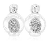 KHBUAB 2pcs Decorative Holy Water Bottles Glass Baptism Vials with Patterns Elegant Festival Communion Vintage Style