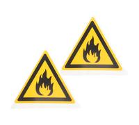 KHBUAB 2pcs Fire Hazard Warning Signs 100mm Equilateral Triangle Flammable Hazard Labels Safety Stickers for Industrial and Workplace Fire Prevention