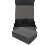KHBUAB 2pcs Folding Gift Box Magnetic Paper Storage Container with Lid, Black, for Biscuits and Candies, Birthday and Valentine's Day Gift Packaging