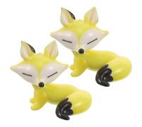 KHBUAB 2pcs Handmade Glass Fox Figurine Set with Cartoon Design, Rounded Edges, and Smooth Craftsmanship, Miniature Collectible Ornament for Bookshelf or Home Shelf
