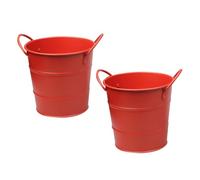 KHBUAB 2pcs Red Iron Mini Buckets Creative Decorative Storage Containers for Fries Or Fried Chicken, Multifunctional Food Buckets Suitable to Decorate Your Room Or Placed on The