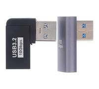 KHBUAB 2pcs USB Right Angle Male to Female Adapter Angled Extension for Laptop Connector High-speed Data Transfer Blue Front Design