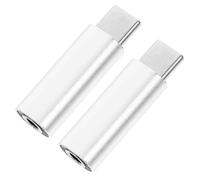 KHBUAB 2pcs USB Type C to 3.5mm Headphone Jack Adapter in Silver Aluminium with Positive and Negative Random Interpolation to Maintain Original Sound Quality, Compatible with Type-c