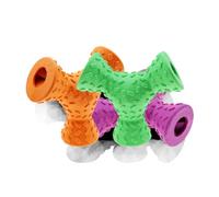 KHBUAB 3 Holes Food Dispensing Dog Triangle Shape Rubber Chew with Toss-resistant Design for Playing and Training to Promote Teeth Cleaning and Interactive Chewing Random Color