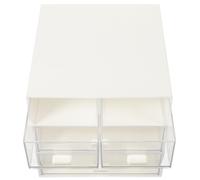 KHBUAB 3-tier Drawer Style Storage Box Easy to Open and Close Abs and PC Material White with Four Grids with Good Seal Design, for Cosmetics and Nail Polish Storage at Home
