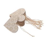 KHBUAB 32pcs Unfinished Heart Cutouts Ornament Set, Lightweight Beige Wood DIY Heart-Shaped Blank Slices with Hole and Hemp Ropes for Valentines Day, Wedding, and Outdoor Events