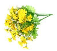 KHBUAB 3pcs Artificial Daisy Bouquet Silk Flowers Bundle with Vivid Yellow Chrysanthemum for Home and Office Decoration, Lifelike and Realistic Silk Cloth Flowers