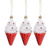 KHBUAB 3pcs Christmas Tree Ornaments Ice Cream Shaped Hanging Decorations Plastic Material with Good Decorative Effects for Home and Office