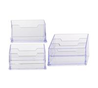 KHBUAB 3pcs Desktop Cards Holder Ps Business Card Stand Single, Two or Three Grid Storage Box for Exhibition Desk and Company Front Desk