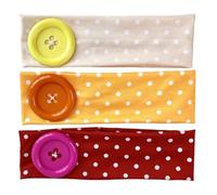 KHBUAB 3pcs Polka Dot Wide Headbands for Women, Soft Elastic Non-slip Hair Bands with Jumbo Button, Comfortable Cloth and Plastic Material, for Daily Wear and Parties