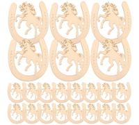 KHBUAB 48pcs Wood Horseshoe Unfinished Wood Pieces Creative Decorative Wooden Slices for Handicrafts DIY Hanging Ornament Hand-Painted Craft