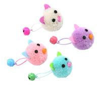 KHBUAB 4pcs Plush Cat with Bells for Kittens Bite Resistant Cat Play with Funny Design to Keep Busy Holiday Or Birthday Gift for Interactive Play