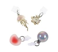 KHBUAB 4pcs Silicone Dust Plug Charging Port Covers for Smartphone and Mobile Phone, Universal Compatibility, Metal and Silicone Material, Stylish Star Heart Jellyfish Design, Anti Dust