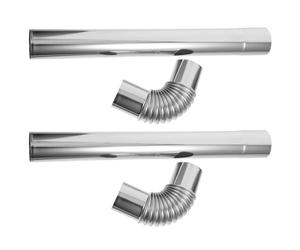 KHBUAB 4pcs Stainless Steel Chimney Pipe Flue Extension with Thickened Design Silver Elbow Stove Pipe for Boiler Fireplace Easy Installation Optimal Ventilation in Household Settings