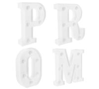 KHBUAB 4pcs White LED Letter Lights Decorative Plastic Prom Light up Letters Battery Powered Decorative for Graduation Party Decoration and Home Use