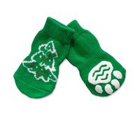 KHBUAB 4pcs Winter Warm Pet Socks for Small Cats with Christmas Tree Design, Cotton Material, Protective and Cozy for Cold Weather and Holiday Season