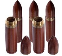 KHBUAB 5 Pcs Portable Wooden Toothpick Holder Box with Copper Accents, Mini Toothpick Dispenser for Travel and Camping, Simple Design with Enough Capacity