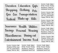 KHBUAB 5 Sets of Budget Sticker Labels for Cash Envelope System, PVC Adhesive with Classic Black Font Design, Practical Classification Labels for Daily Household Budget Organizing