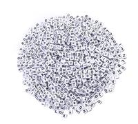 KHBUAB 500 Pieces White Acrylic Cube Letter Beads 6mm for Jewelry Making and DIY Bracelets Educational Arts and Craft Use for Party Games and Key Chains
