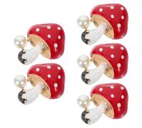 KHBUAB 5pcs Mushroom Charms Car Vent Charm Practical Decorative Aluminum Alloy Imitation Pearl Cute Stylish Car Decoration