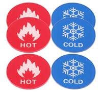 KHBUAB 6 Pairs Self-adhesive Hot and Cold Water Sign Stickers for Water Dispensers Acrylic Material Temperature Differentiation and Labeling Suitable for Homes and Public Bathhouses