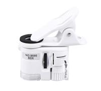 KHBUAB 60x Mobile Phone Microscope with LED White and Purple Light, Portable Clip-on High Magnification Microscope Made of Plastic with Battery Included, for Phone Camera Photography