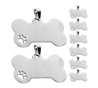 KHBUAB 8pcs Stainless Steel Bone Shape Pet Id Tags Lightweight Fashionable Silver Dog Cat Collar Accessories Resistant to Environmental Factors for Walks and Travels