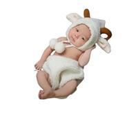 KHBUAB Adorable Sheep Shaped Newborn Photo Props Baby Photography Clothes Comfortable Skin-friendly White Cloth Outfit Set with Pants for Memorable Photography Shoots